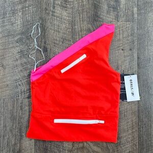 Staud x New Balance active crop top with zippers